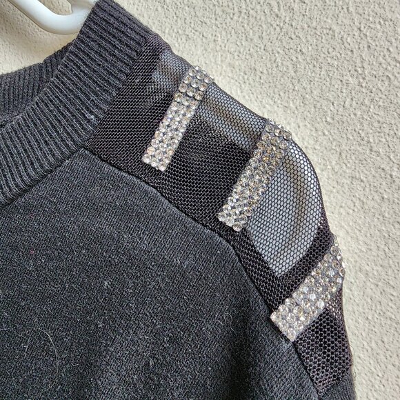 89th & Madison Black Jeweled Embellished Scoop Neck Sweatshirt Size 2X - Picture 9 of 16